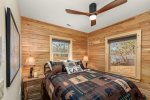 Guest bedroom offers new Queen Bed, ceilng fan, closet